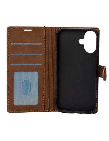 iPhone 16 Plus Wallet Case w/Buckle Brown