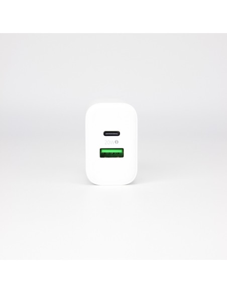 20w Power Adapter for iPhone - USB-C + USB-A - White - EU (OEM) - BULK - By Polaris