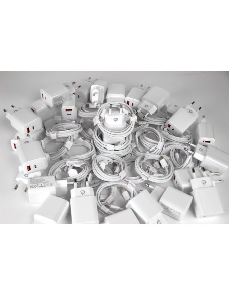 25 x 20W Chargers USB-C & A + 1m Nylon USB-C - USB-C Cable - BULK 25 x 20W Chargers USB-C & A + 1m Nylon USB-C - USB-C Cable - BULK