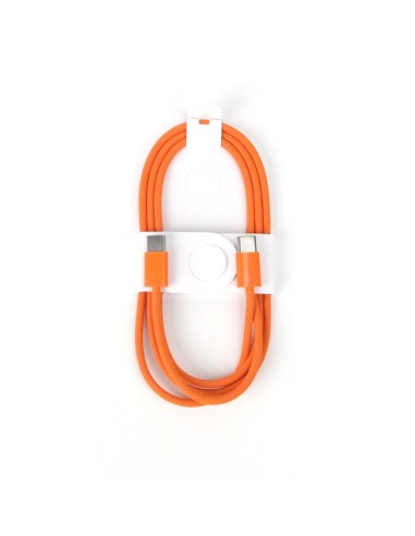 Nylon USB-C to USB-C Cable - 1 Meter (comp. with iPhone 15/16/17) - Orange - OEM Quality