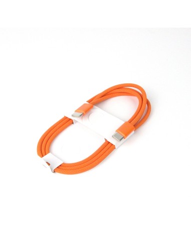 Nylon USB-C to USB-C Cable - 1 Meter (comp. with iPhone 15/16/17) - Orange - OEM Quality