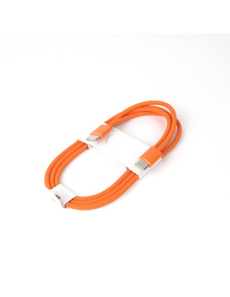 Nylon USB-C to USB-C Cable - 1 Meter (comp. with iPhone 15/16/17) - Orange - OEM Quality