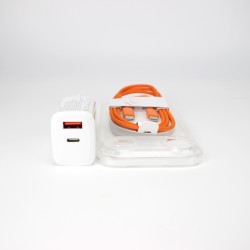 iPhone Air bundle incl. TPU Cover, 30W USB-C+A Charger and orange nylon cable 1m 2