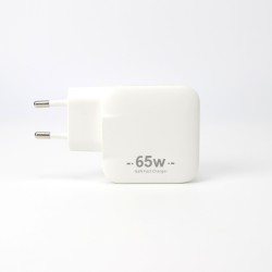 65w Power Adapter for iPhone - USB-C + USB-A - White - EU (OEM) - BULK