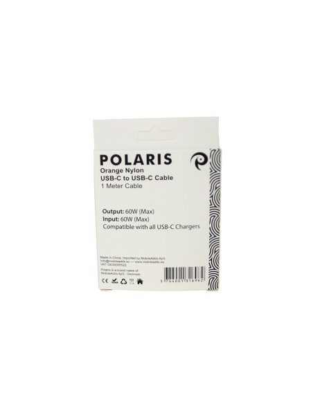 Packed iPhone 15/16/17 Nylon Orange USB-C to USB-C Cable - 1 Meter - OEM Quality