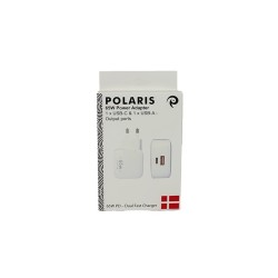 Packed 65w Power Adapter for iPhone - USB-C + USB-A - White - EU