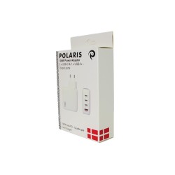 Packed 100w Power Adapter for iPhone - 3 x USB-C + 1 x USB-A - White - EU 2