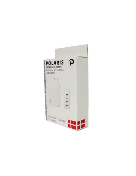Packed 100w Power Adapter for iPhone - 3 x USB-C + 1 x USB-A - White - EU