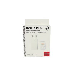 Packed 20w Power Adapter for iPhone - USB-C + USB-A - White - EU