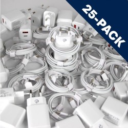 25 x 20W Chargers USB-C & A + 1m Nylon USB-C - USB-C Cable - BULK