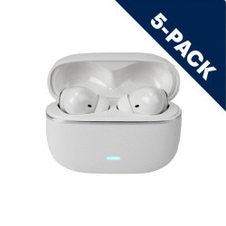 Premium P18 Leather Case EarBuds - White - by Polaris (5-pack)