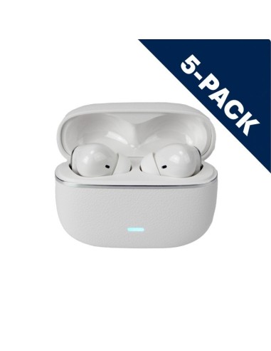 Premium P18 Leather Case EarBuds - White - by Polaris (5-pack)