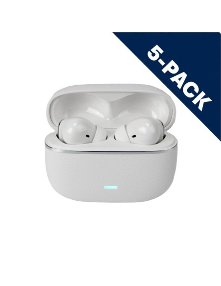 Premium P18 Leather Case EarBuds - White - by Polaris (5-pack)