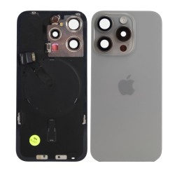 iPhone 15 Pro Back Glass w/Parts - Natural Titanium - Pulled Grade A