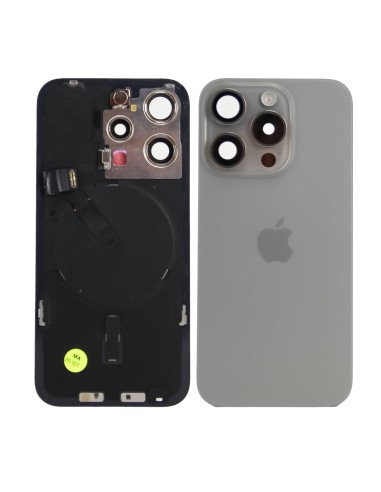 iPhone 15 Pro Back Glass w/Parts - Natural Titanium - Pulled Grade A