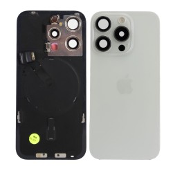 iPhone 15 Pro Back Glass w/Parts - White Titanium - Pulled Grade A