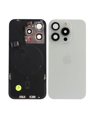 iPhone 15 Pro Back Glass w/Parts - White Titanium - Pulled Grade A