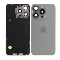 iPhone 15 Pro Max Back Glass w/Parts - Natural Titanium - Pulled Grade A