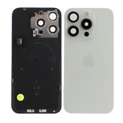iPhone 15 Pro Max Back Glass w/Parts - White Titanium - Pulled Grade A