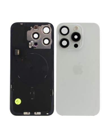 iPhone 15 Pro Max Back Glass w/Parts - White Titanium - Pulled Grade A