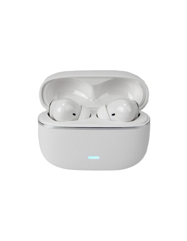 Premium P18 Leather Case EarBuds White