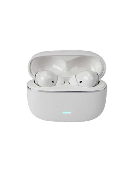 Premium P18 Leather Case EarBuds White